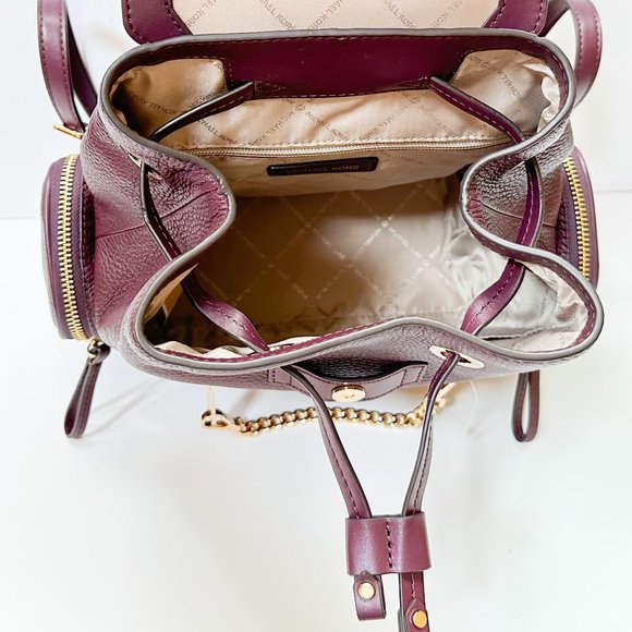 Michael Kors Jet Set Item Medium Chain Leather Backpack Bordeaux - Picture 7 of 11